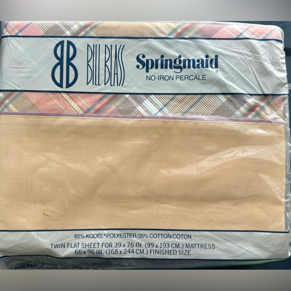 Vintage Bill Blass No-Iron Percale Twin Flat Sheet - NWT